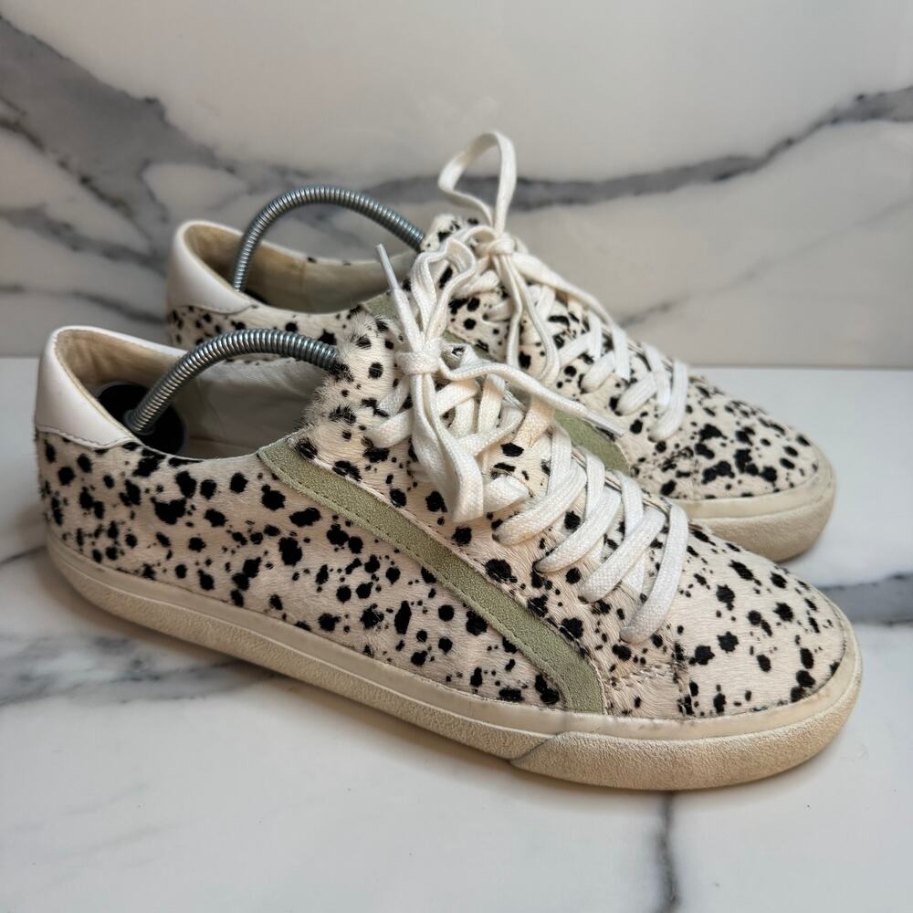 Madewell Women's Calf Hair Green Accent Sidewalk Sneaker Sz 9 Spotted Low Top